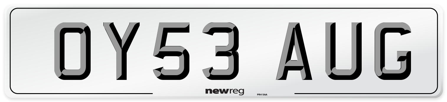 OY53 AUG Number Plate from New Reg